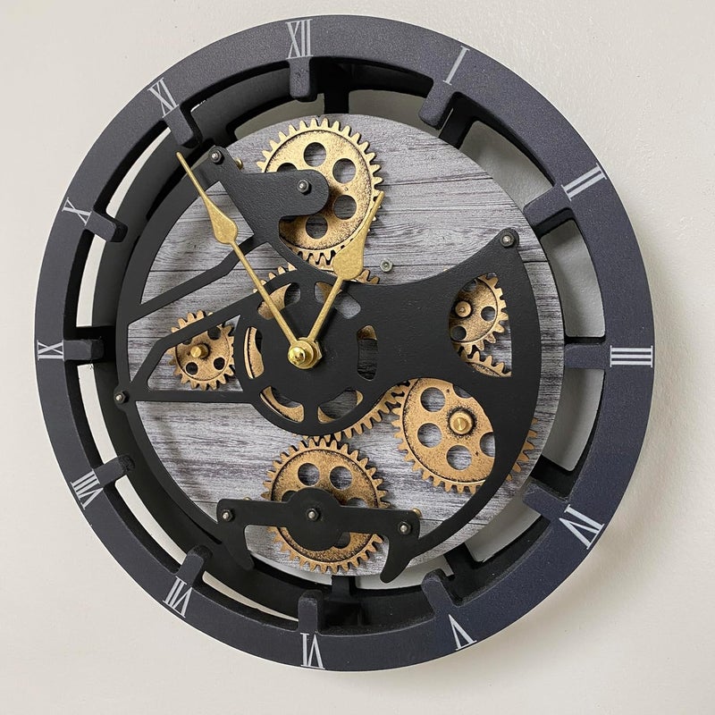 ImprovingLife The Gears Clock Desk Clock 10 inches with Real Moving Gears Convertible into Wall Clock (Silver Glamour) - Image 2